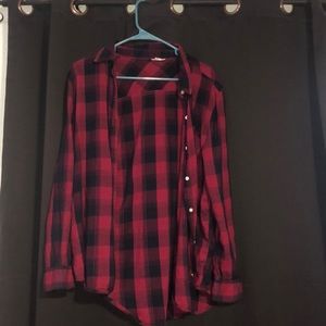 Red and navy blue flannel